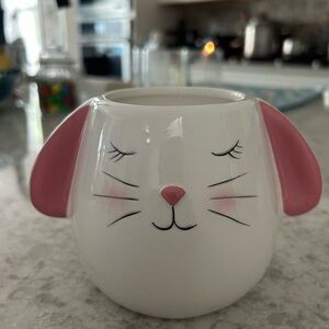 “New” DW Home White Ceramic Bunny Candle with Pink Accents-Jellybean 13.2 oz